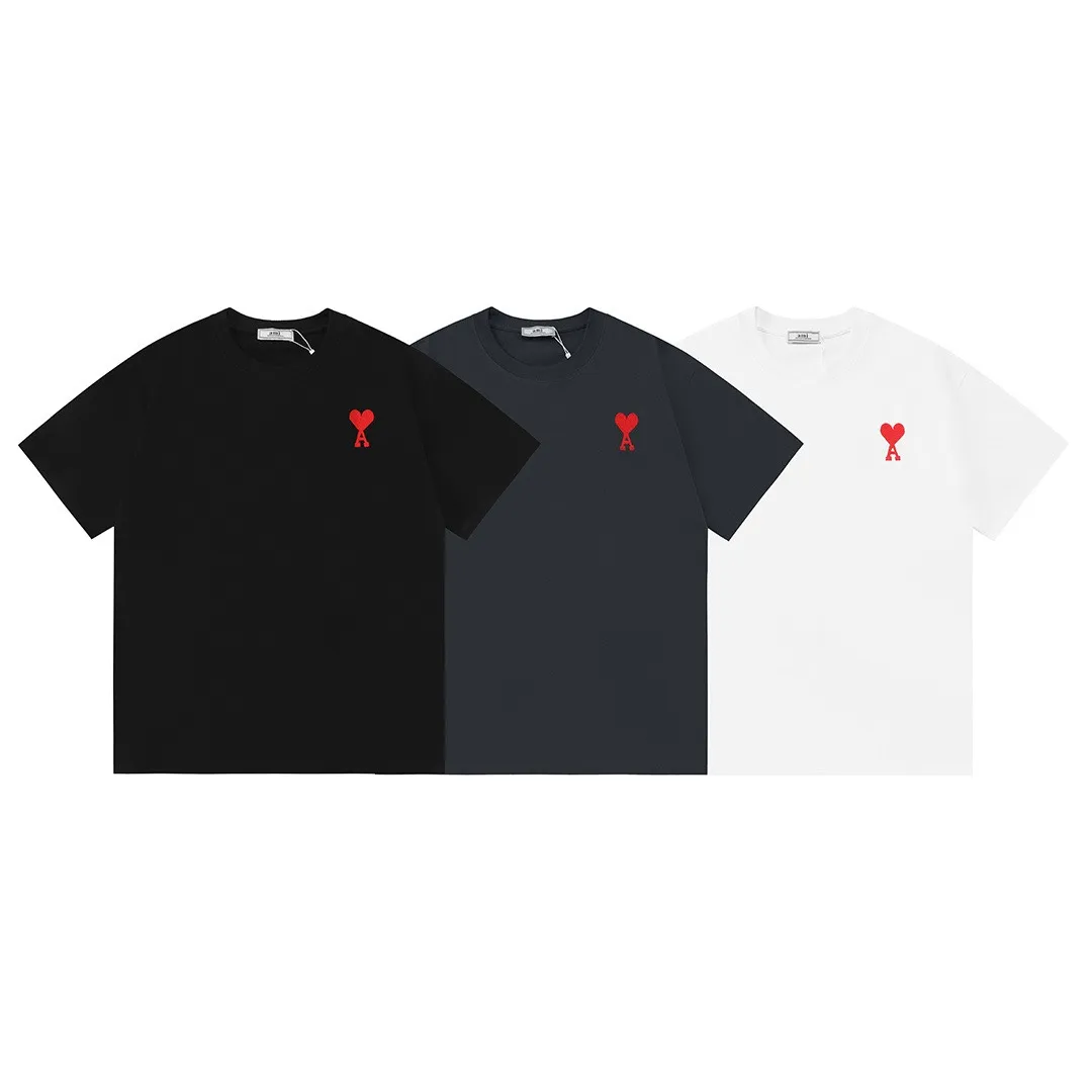 AMI PARIS 2026New Arrival Official website Same Style Imported machine high-density embroidered love letters logo Men and women Same Style short-sleeved T-shirt ·Customized 300 grams of 100% double yarn pure cotton fabric ·Dyeing of 32 double-strand threads ·Collar label, hangtag, main mark and three labels complete Color: Black Size: XS S M L